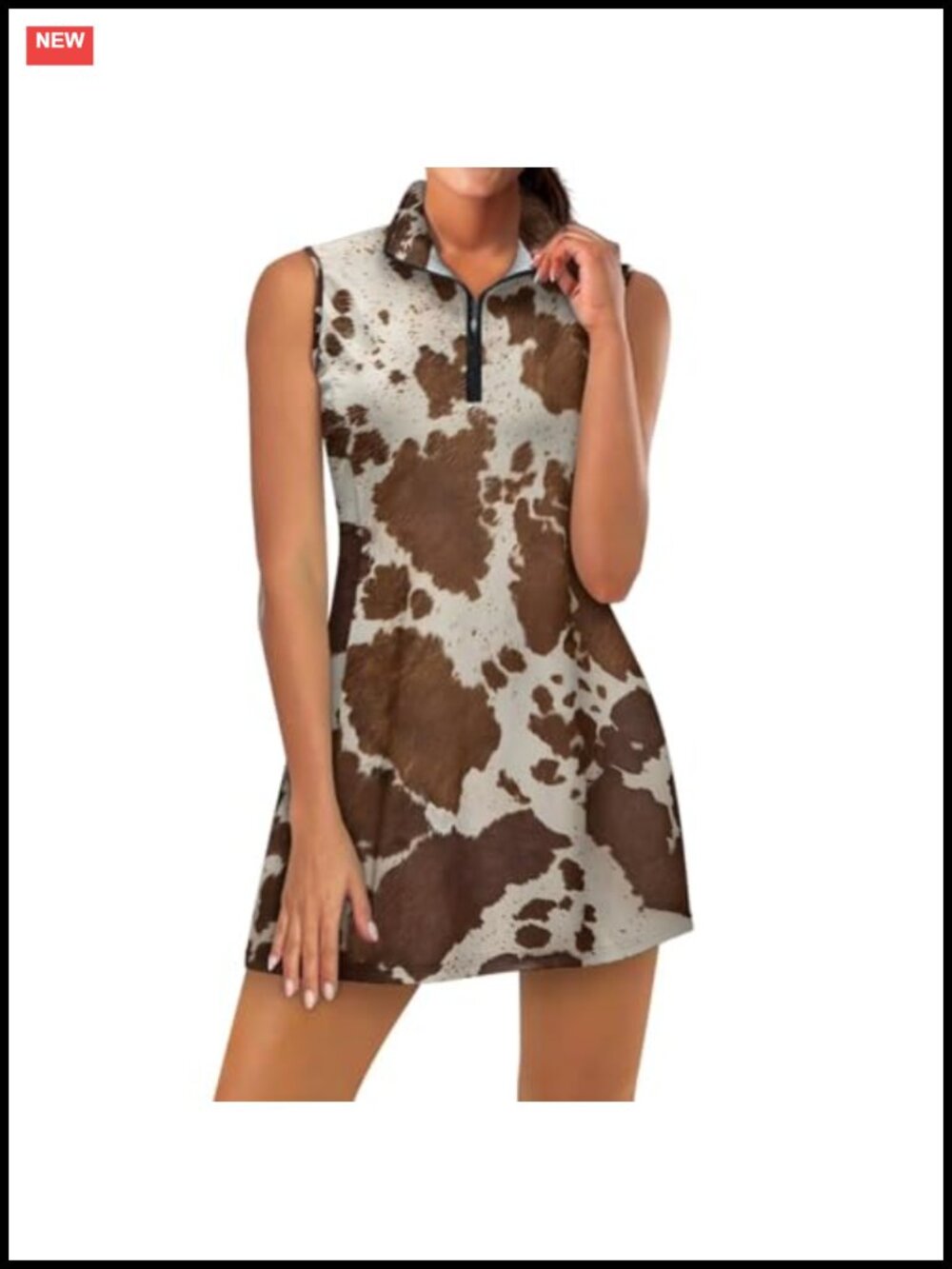 Women's Tennis Golf Dress with Shorts, Sleeveless Athletic Workout Dress Zip